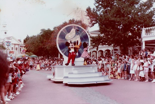 Mickey and Minnie Float in Donald Birthday parade Walt Disney World