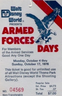 Walt Disney World Armed Forces Day ticket