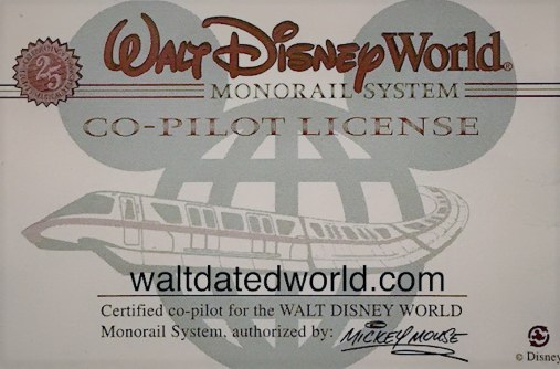 25th Anniversary monorail license Walt Disney World