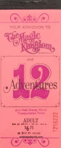 1974 Walt Disney World 12 Adventure ticket book