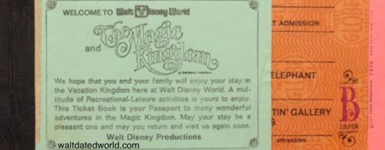 Early Walt Disney World Ticket Book