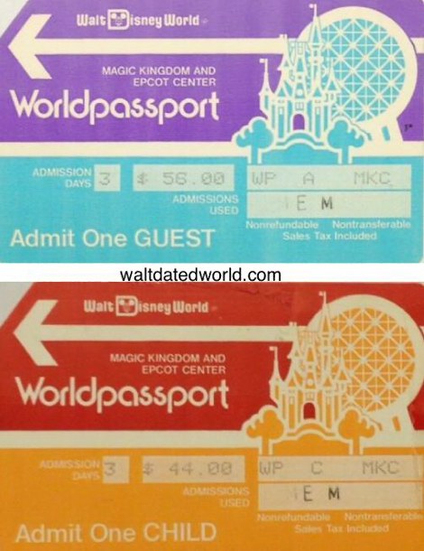 1986 Walt Disney World Adult and Child Tickets