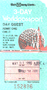 1989 Walt Disney World 3 Day Worldpassport