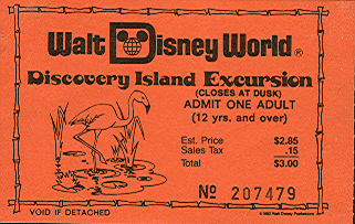 1983 Discovery Island ticket Walt Disney World