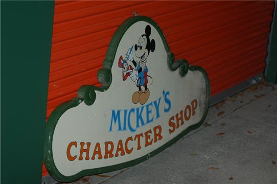Side angle of Mickey's Character shop sign Walt Disney World shopping Village